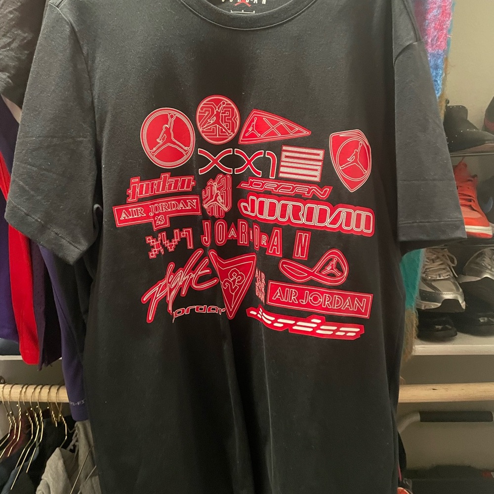 Jordan Black Tee with Red Logo